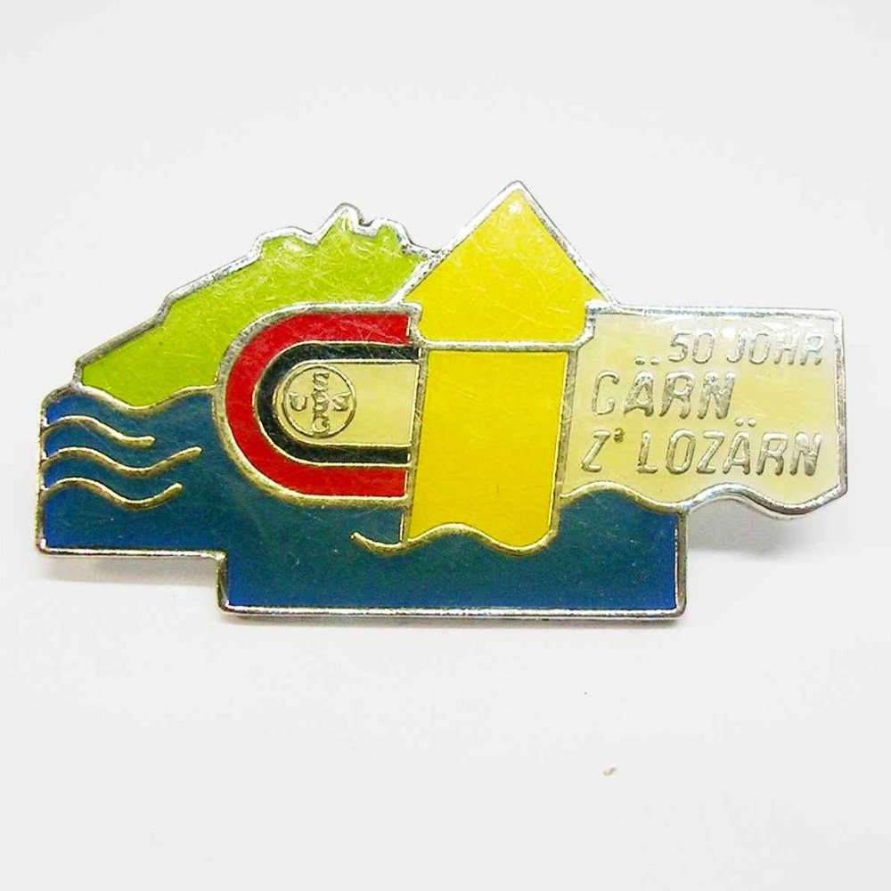 Vintage Lapel Hat Pin Union Bank of Switzerland Lucerne 50 Years Anniversary